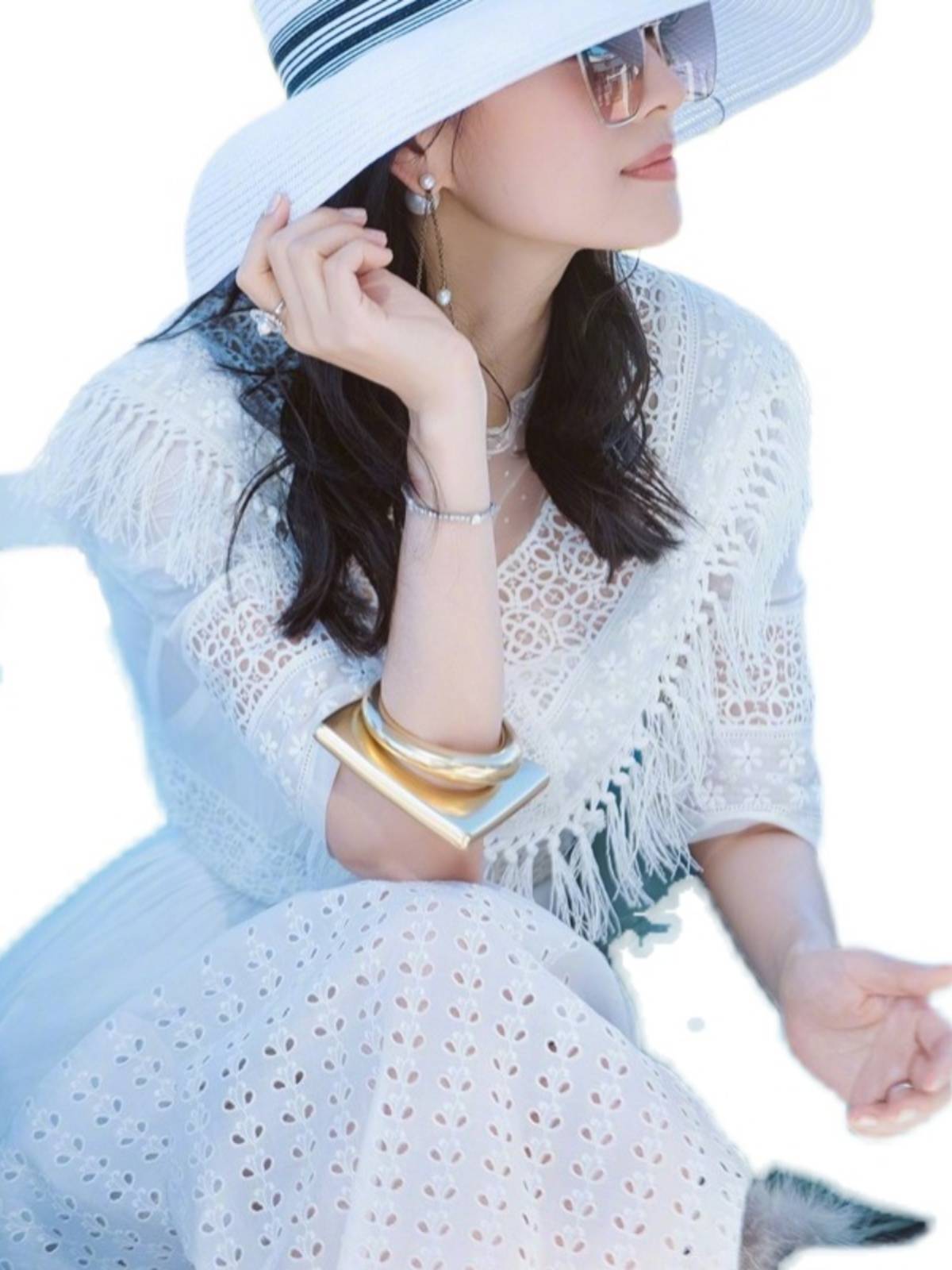 Zhang Ziyi's star 2024 spring and summer new lace dress Fairy beach skirt temperament seaside vacation long skirt