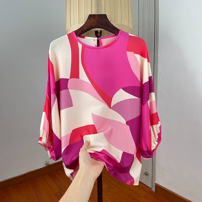 Outlets clearing the leakage export brand, silk mulberry silk shirt female seven -point lantern sleeve top