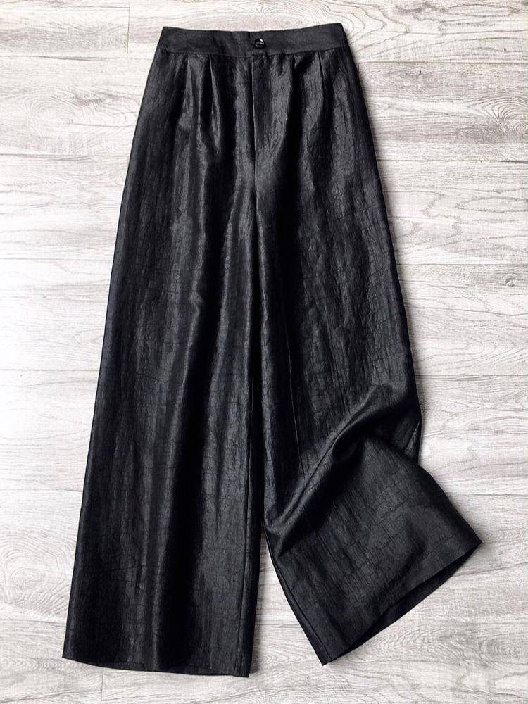 Clear warehouse leak ~ counter withdrawal women's heavy silk incense clouds, tight waist casual wide -leg trousers