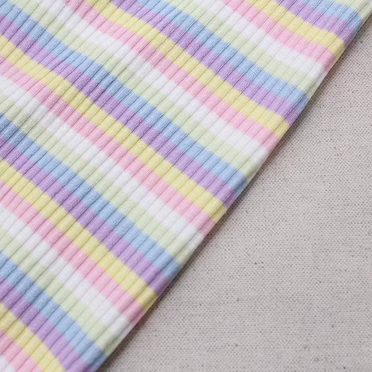 Peerless high -quality dopamine rainbow knitted double -sided pits cotton fabric_Lig orchid fabric_tailing order