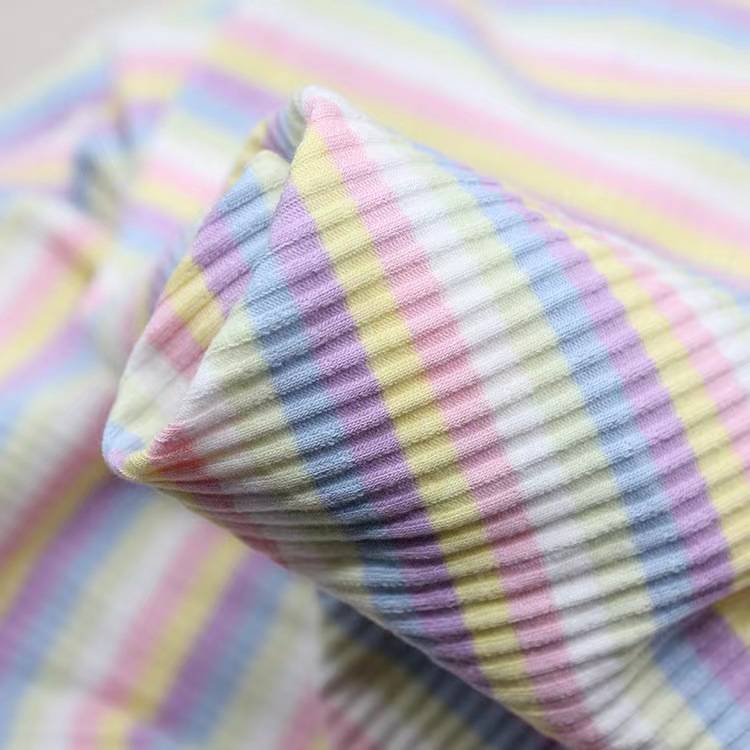 Peerless high -quality dopamine rainbow knitted double -sided pits cotton fabric_Lig orchid fabric_tailing order