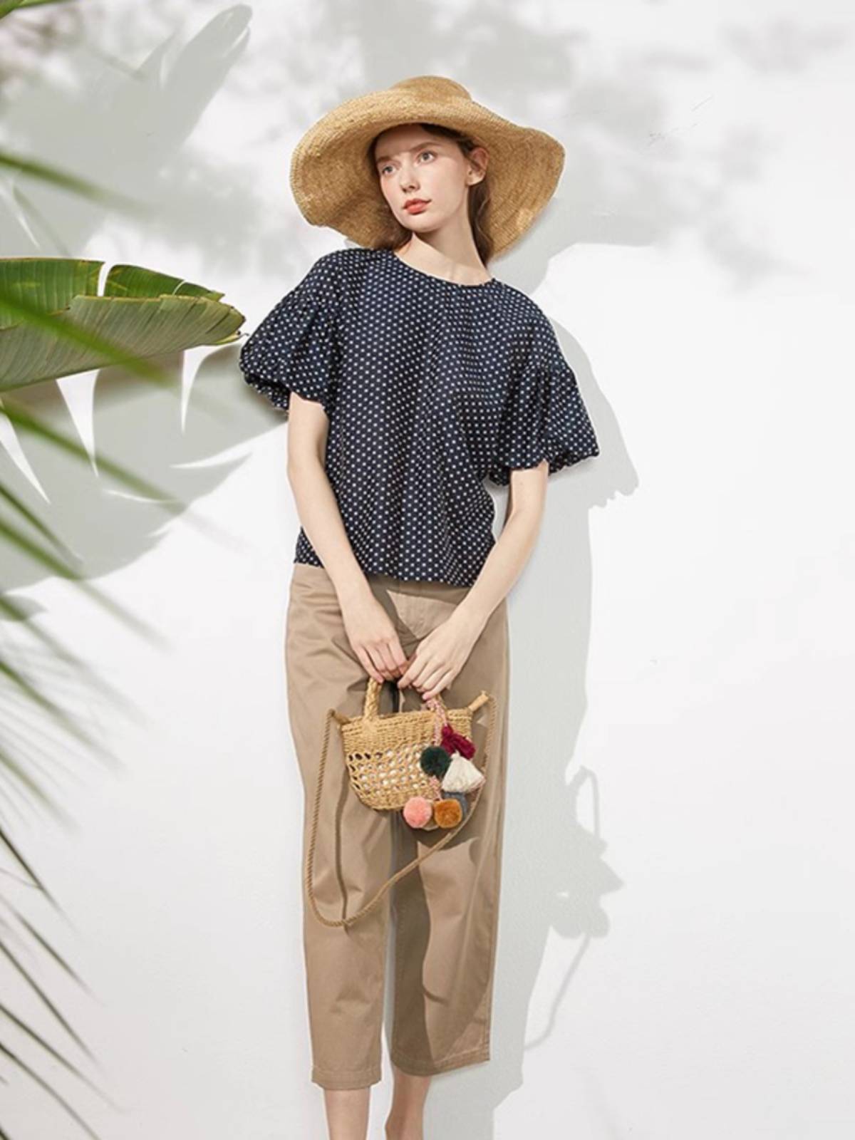 Real silk mulberry silk silk cotton exit original single OL high -end fashion foreign gas wave dot short -sleeved shirt top