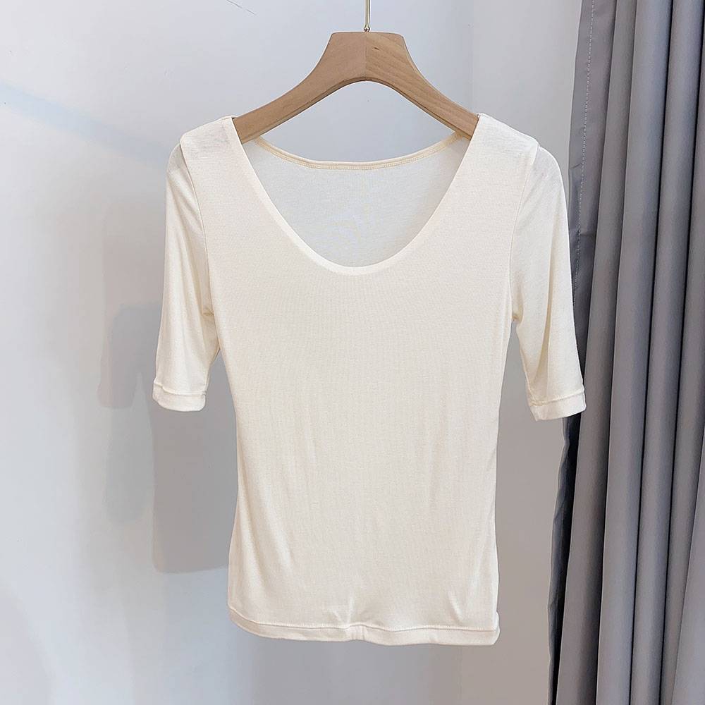 Fashionable essence mulberry silk silk soft, breathable, hygroscopic and good soup spoon collar solid color short T -shirt classic summer