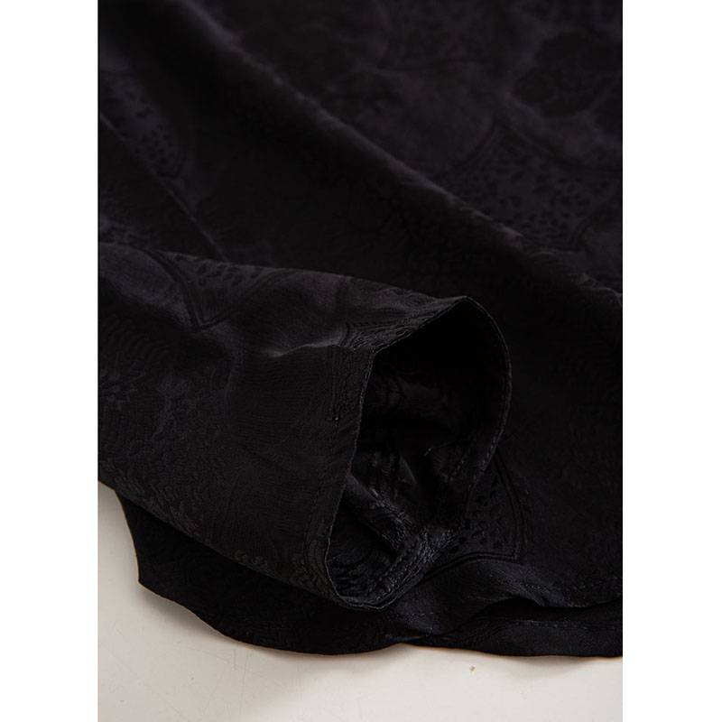 U Dr. U Welfare Price/Mulberry Silk Heavy Works Cut Flower/Round Neck Long -sleeved Retro Simple Shirt 4C0574