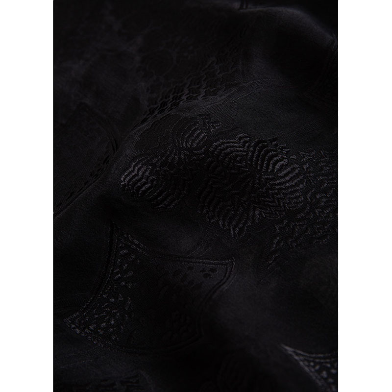 U Dr. U Welfare Price/Mulberry Silk Heavy Works Cut Flower/Round Neck Long -sleeved Retro Simple Shirt 4C0574