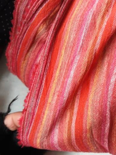 444 Crystal Sand Wicing Win Terriarchy Red Vertical stripes thin, soft, comfortable and comfortable summer clothing fabric tail goods
