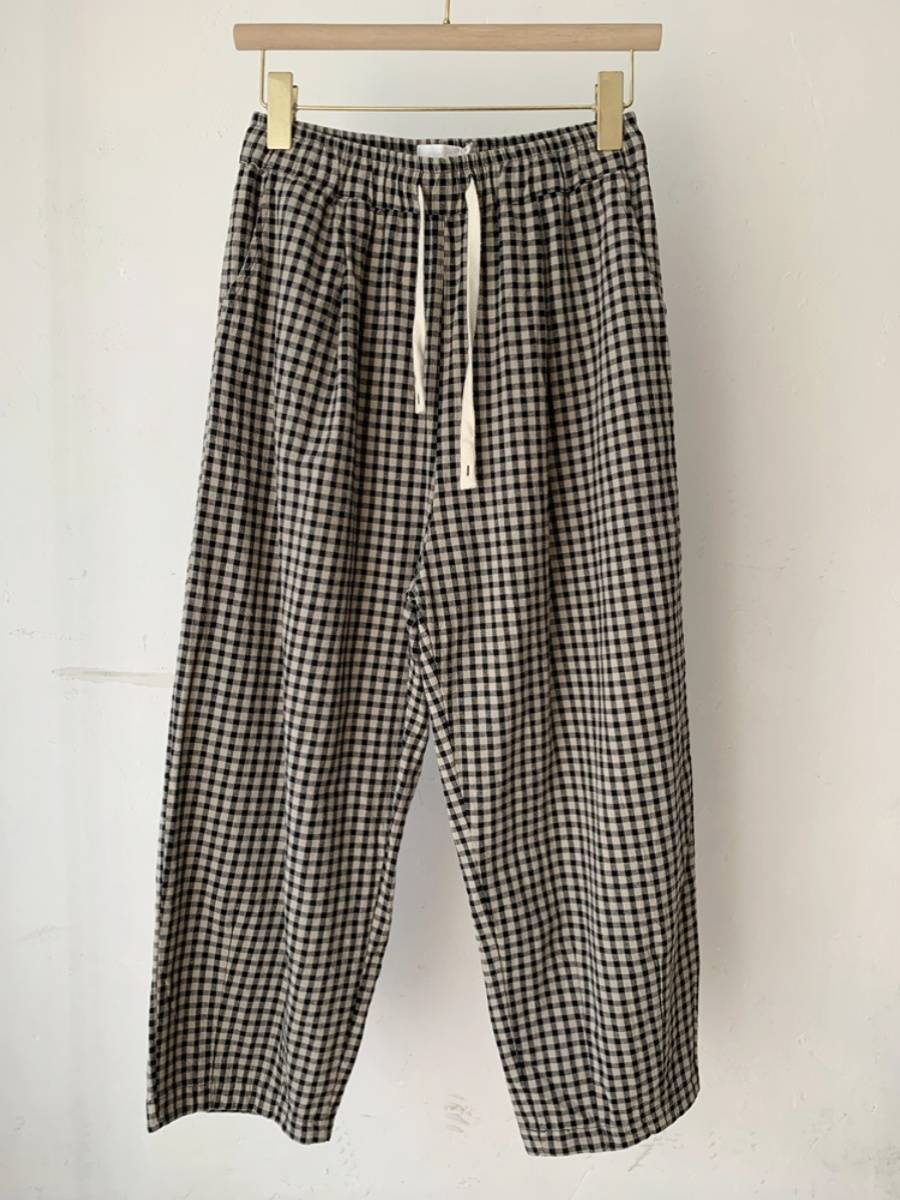 Japanese guests for fabrics, European goods, settlement, discount literary and artistic fan cotton pants leisure grid nine -point Haron pants