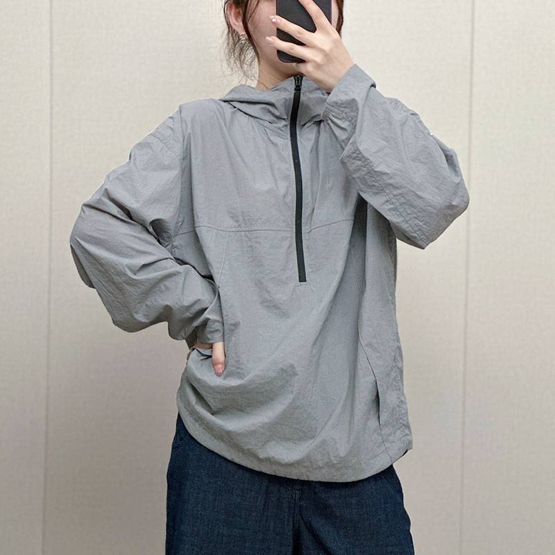 Mountains niche lightweight thin outdoor quick -drying cropped jeans loose sunscreen pants balloon pants+semi -zipper jacket