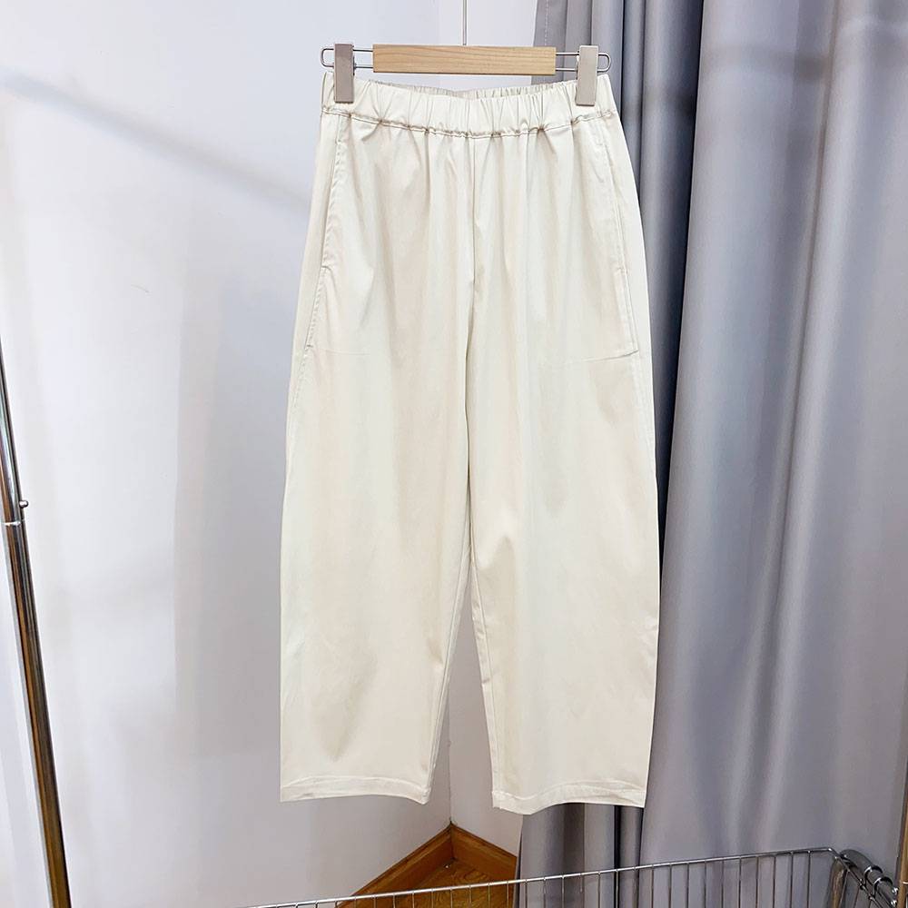 Model Licensed Silk Books Super comfortable thin, dry, breathable, loose waist, nine points, wide -legged Harun pants summer