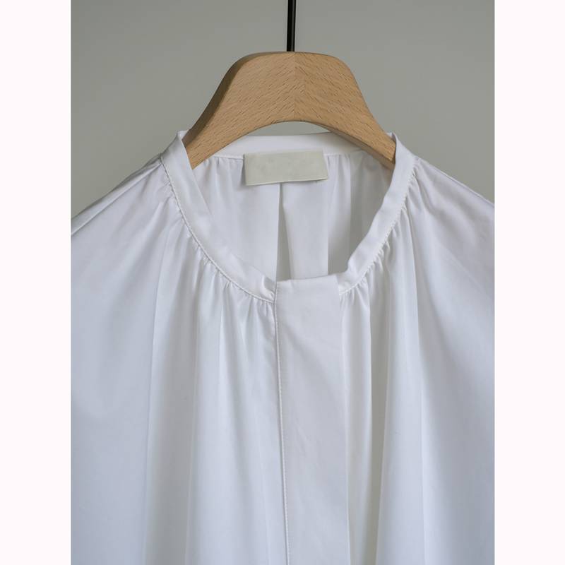 COS women's unique product rich contour, super large silhouette cotton mid -length round neck white shirt round neck big sleeves