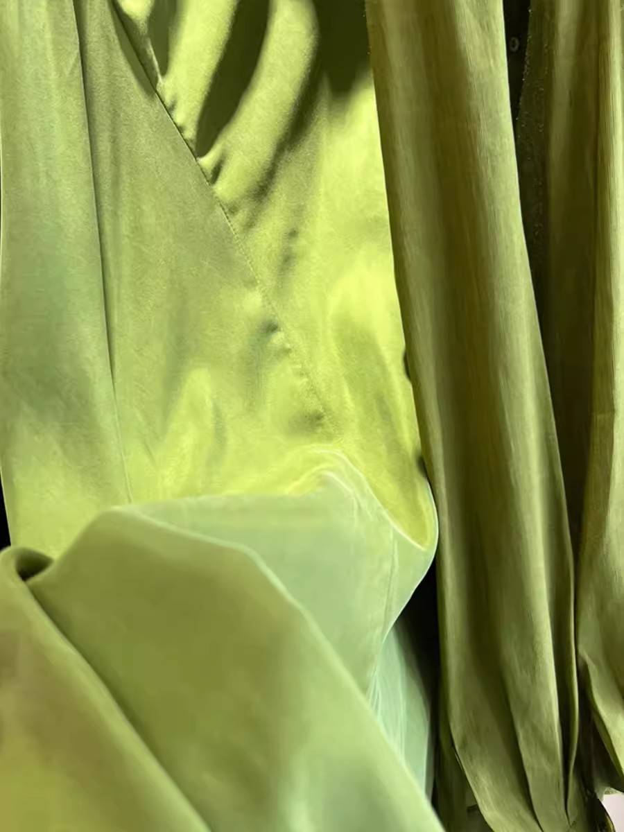 Export cutting European cargo olive green simulation shirts female spring loose laziness, wearing shirt
