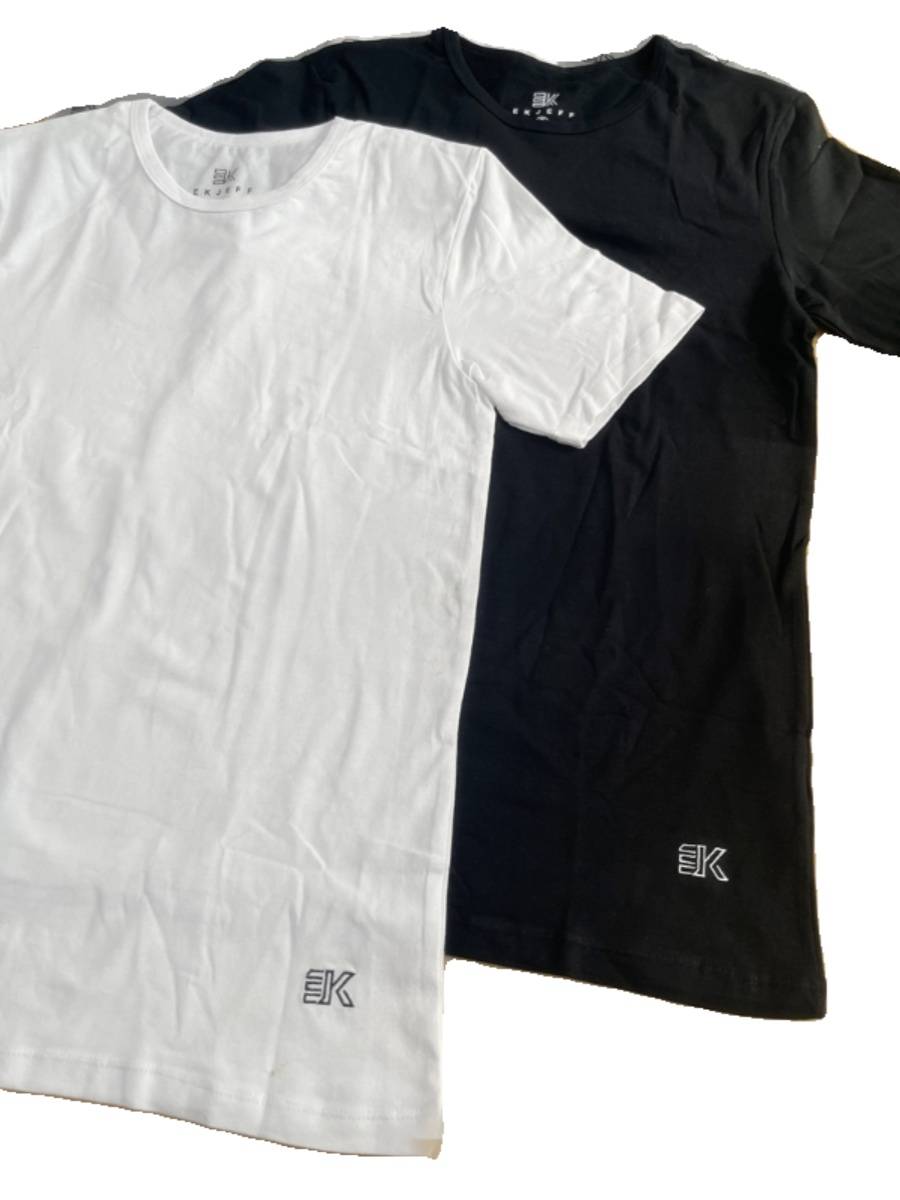 European and American single medium long round neck short -sleeved T -shirt men and women summer new elastic pure cotton spring and autumn slim bottom shirt