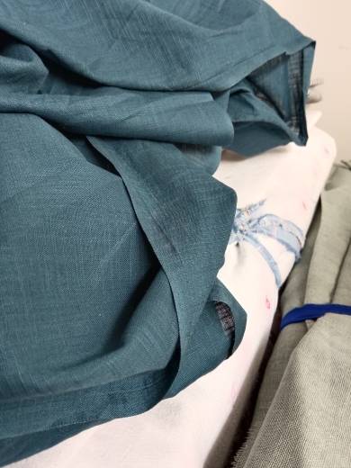 3032 linen color weave gray blue, soft, soft, comfortable, slightly penetrated tail goods Summer fabric precision