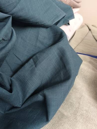 3032 linen color weave gray blue, soft, soft, comfortable, slightly penetrated tail goods Summer fabric precision