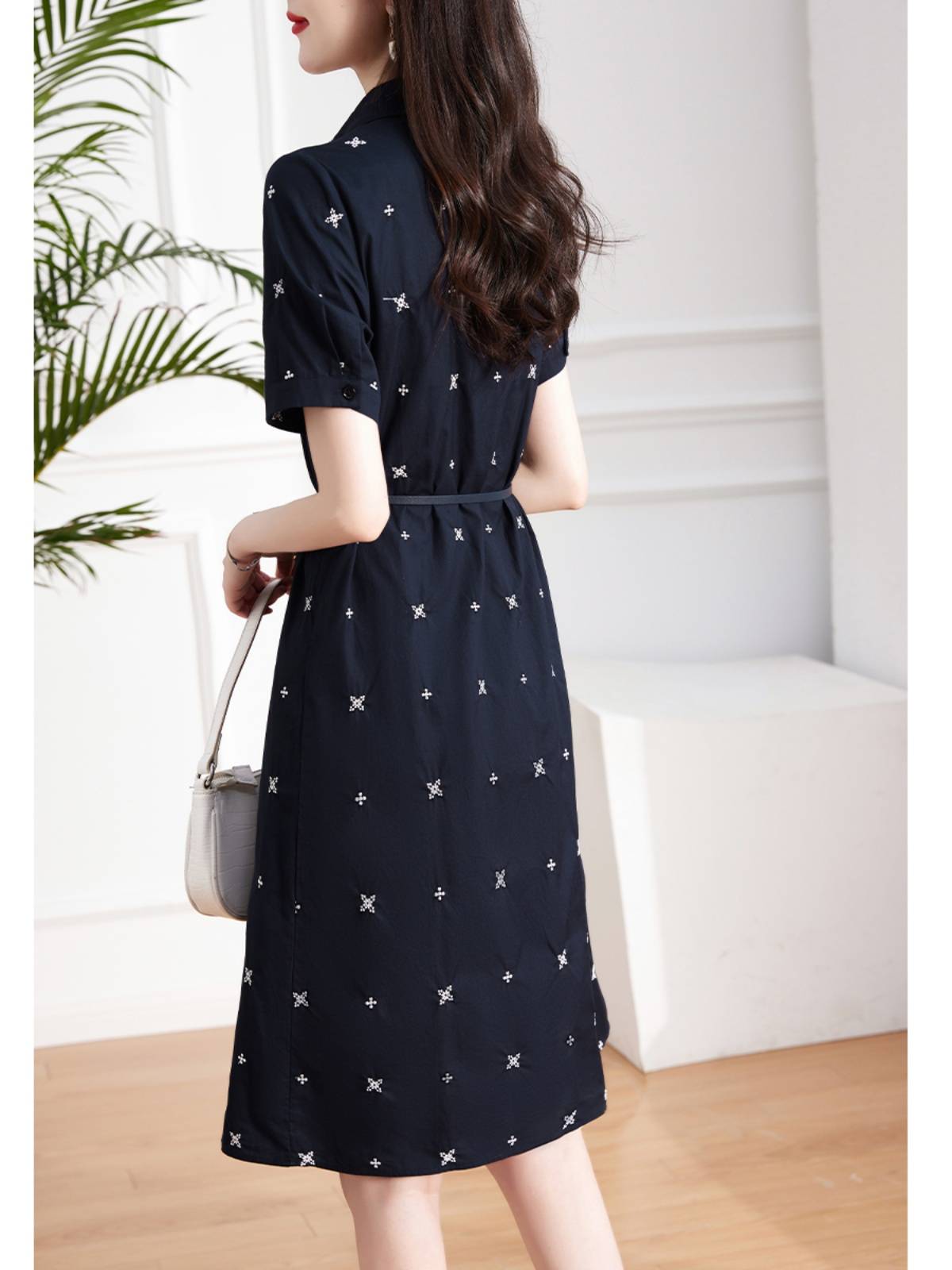 Outlets Senior Sensory Dress Female 2024 Summer new lace -up shirt skirt printing age long skirt