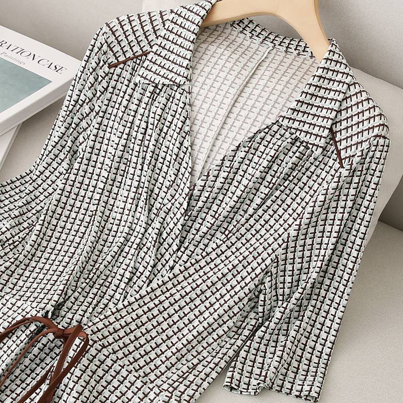 Gao luxury!Super weighted 6A -level strong twist knitted silk!Naked mulberry silk printed waist waist thin dress summer summer