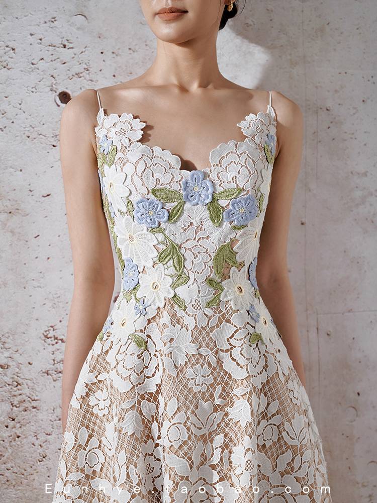 2023lob home Vietnam niche three -dimensional lace lace camisole skirt end dignified dress dress small dress