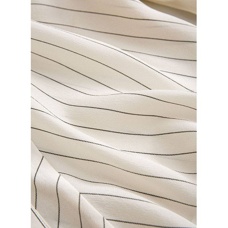D Dr. K French Bloger Wind/16 Mimi Shuangzheng silk striped waist waist thin shirt female 4C0621