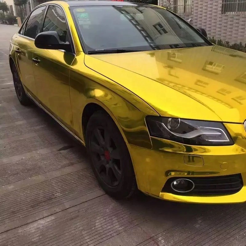 Mirror Chrome Gold Car Wrap Vinyl Film Foil Stickers Custom Automotive Cover Decal