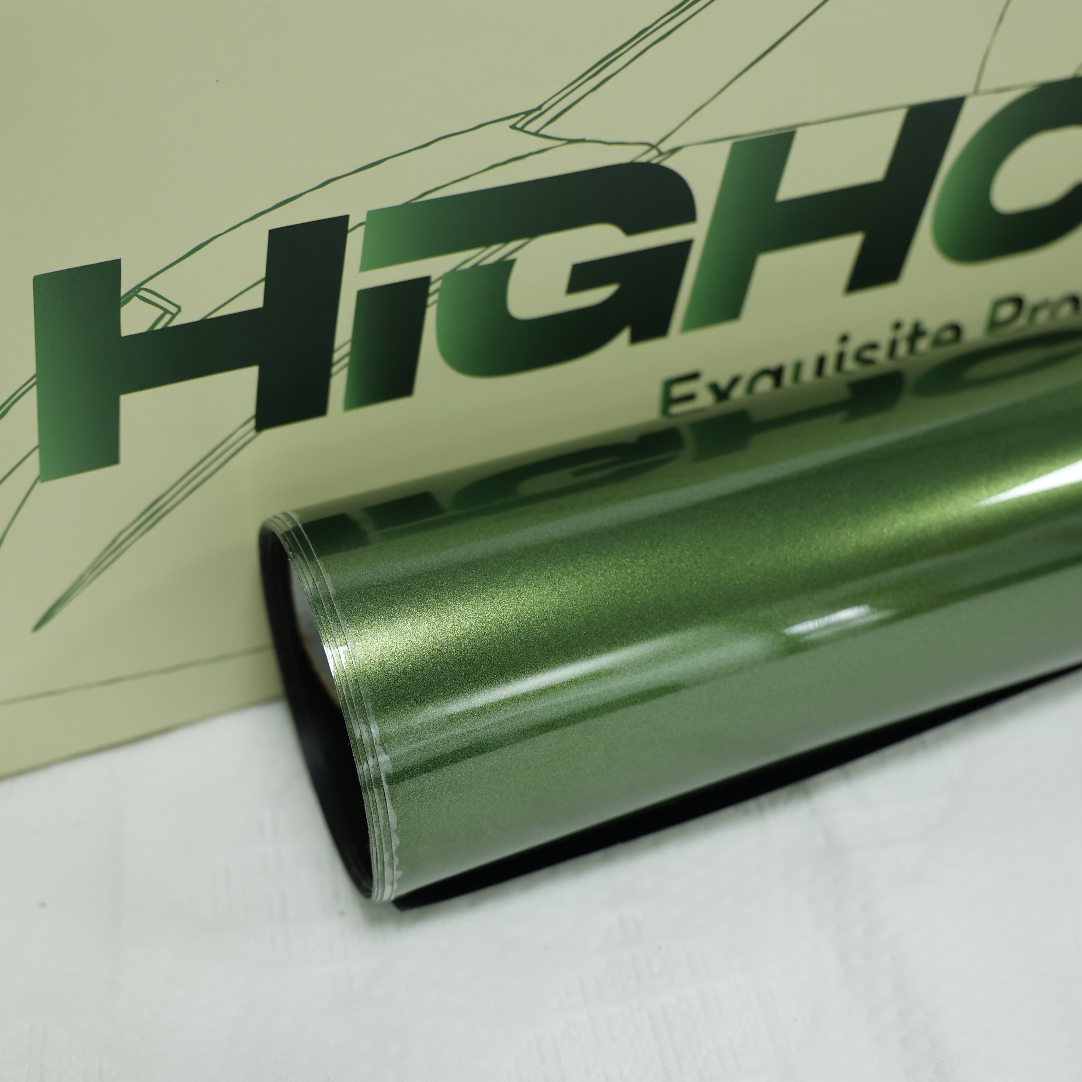High Quality 6.5mil PVC Car Wrap Film Metallic Mamba Green Self-Healing Glossy Anti-Scratches Full Tint Color Changing Car Film