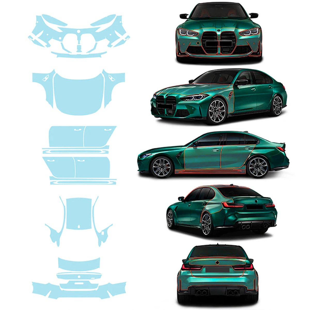 For BMW M3 G80 TPU full car custom transparent anti-scratch film pre-cut protective film