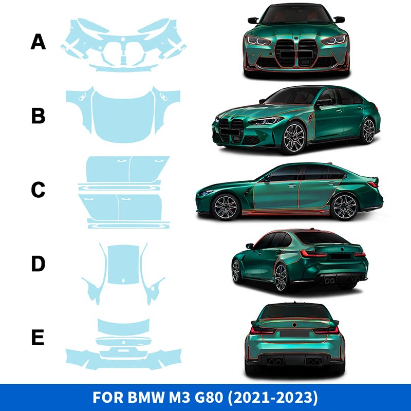 For BMW M3 G80 TPU full car custom transparent anti-scratch film pre-cut protective film