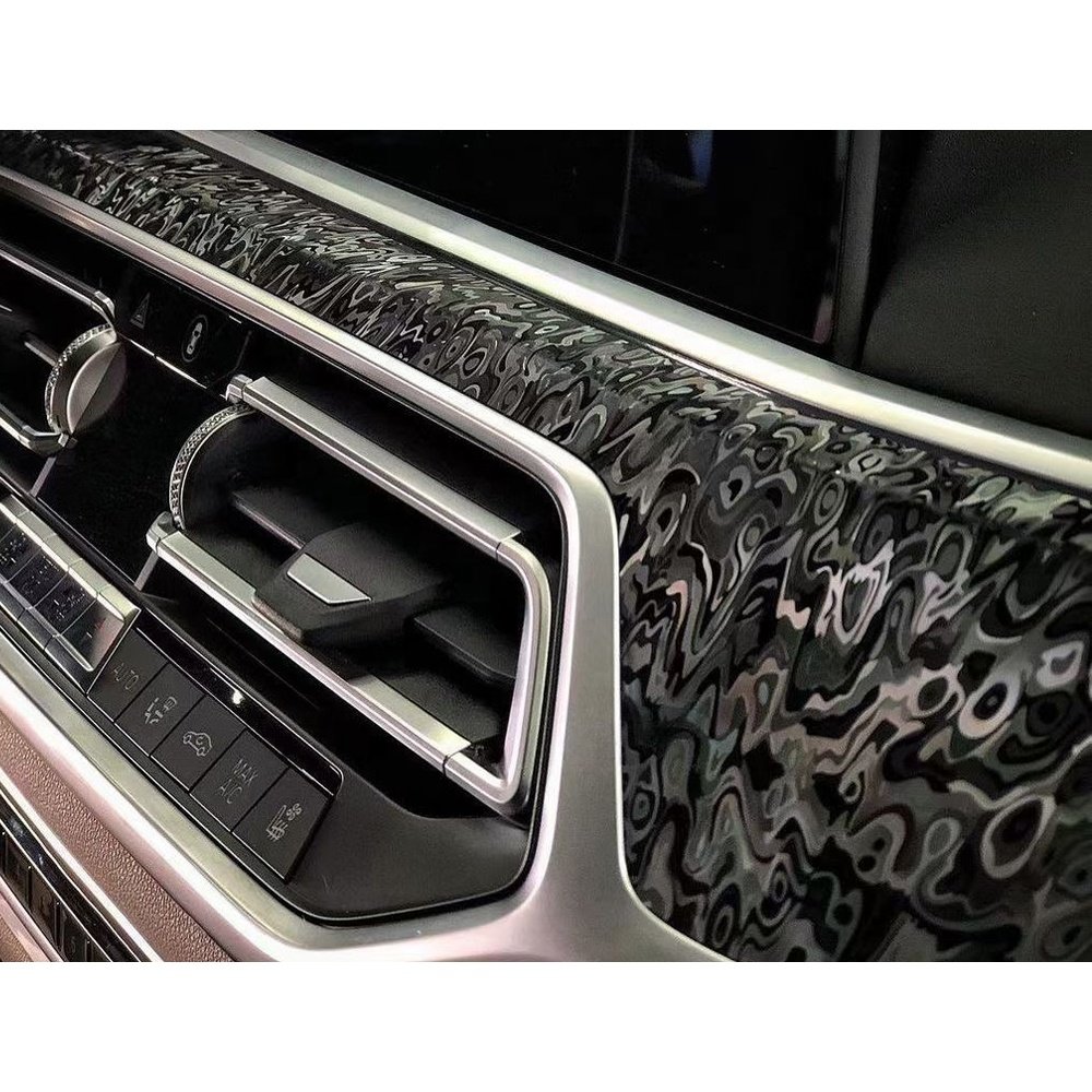Car PET Laser Carbon Fiber Car Camo Black Meta-universe Vinyl Wrap High Quality Roll With Air Release