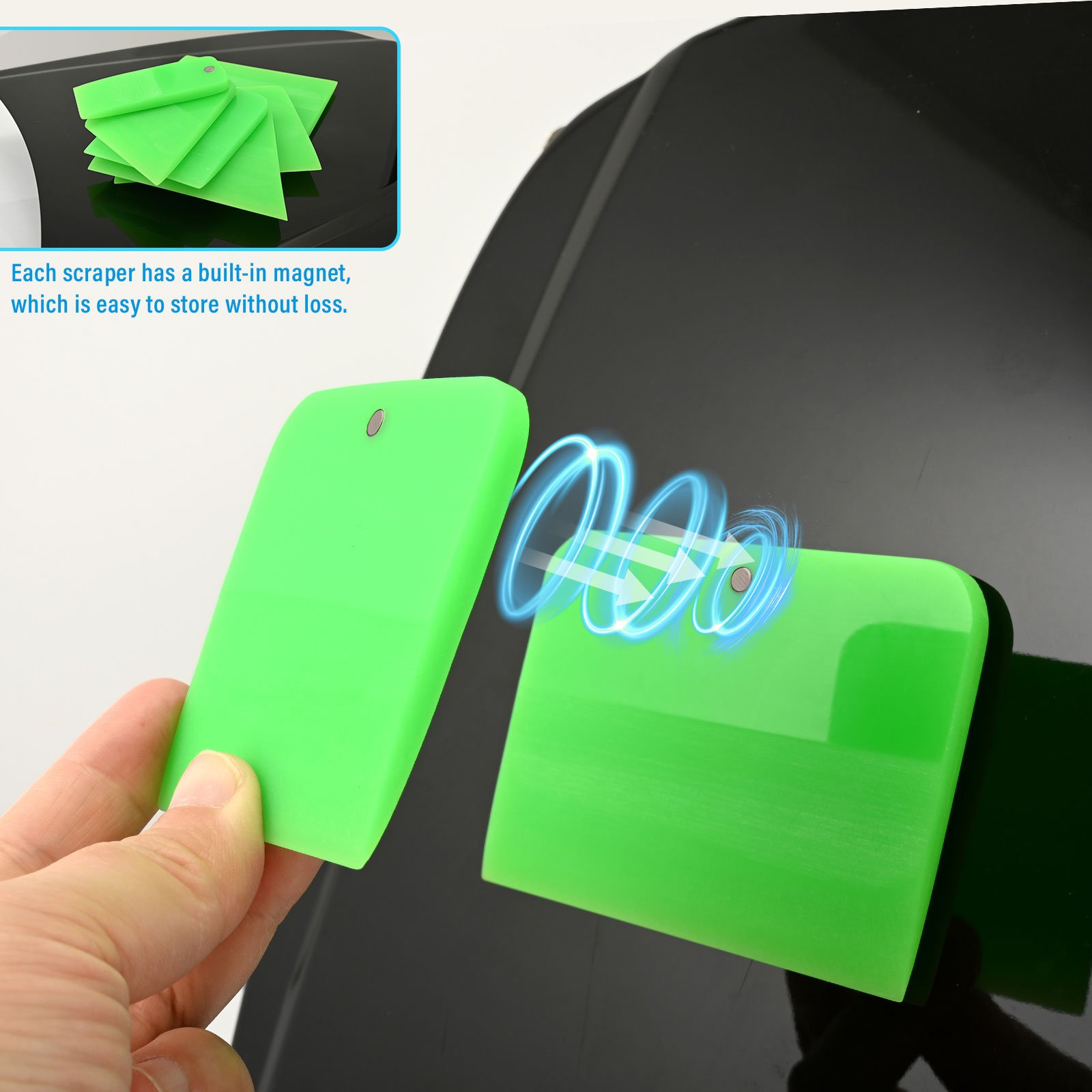 Foshio Magnetic Mini Rubber Car Window Tint Wrap Ppf Squeegee 6Pcs/Pack For Sale