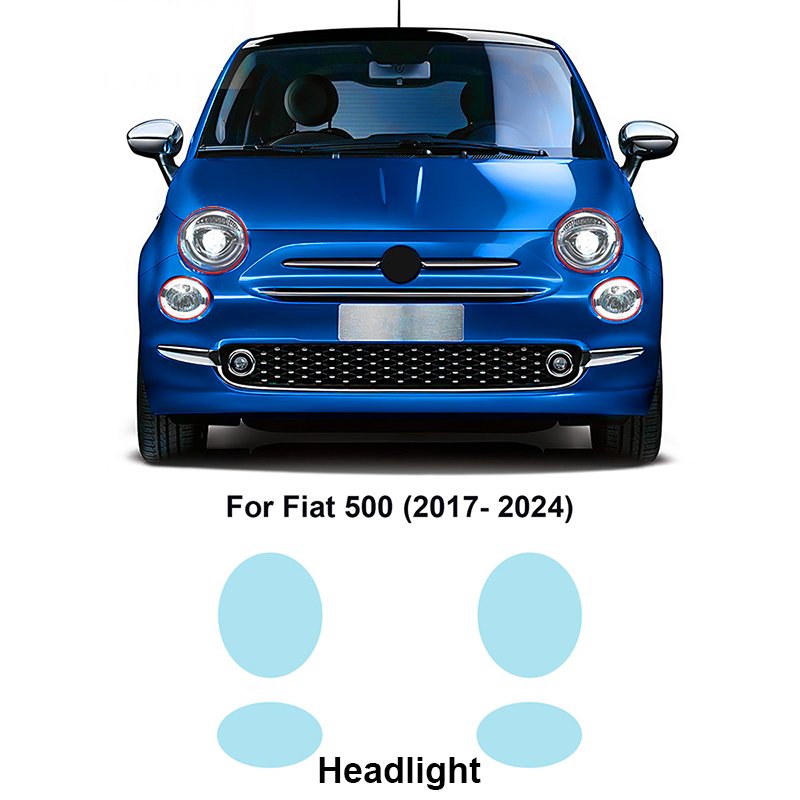 Car Front Headlamp Film for Fiat 500 2017-2024 Tpu Transparent Protective Film Exterior Headlight Strips Car Sticker