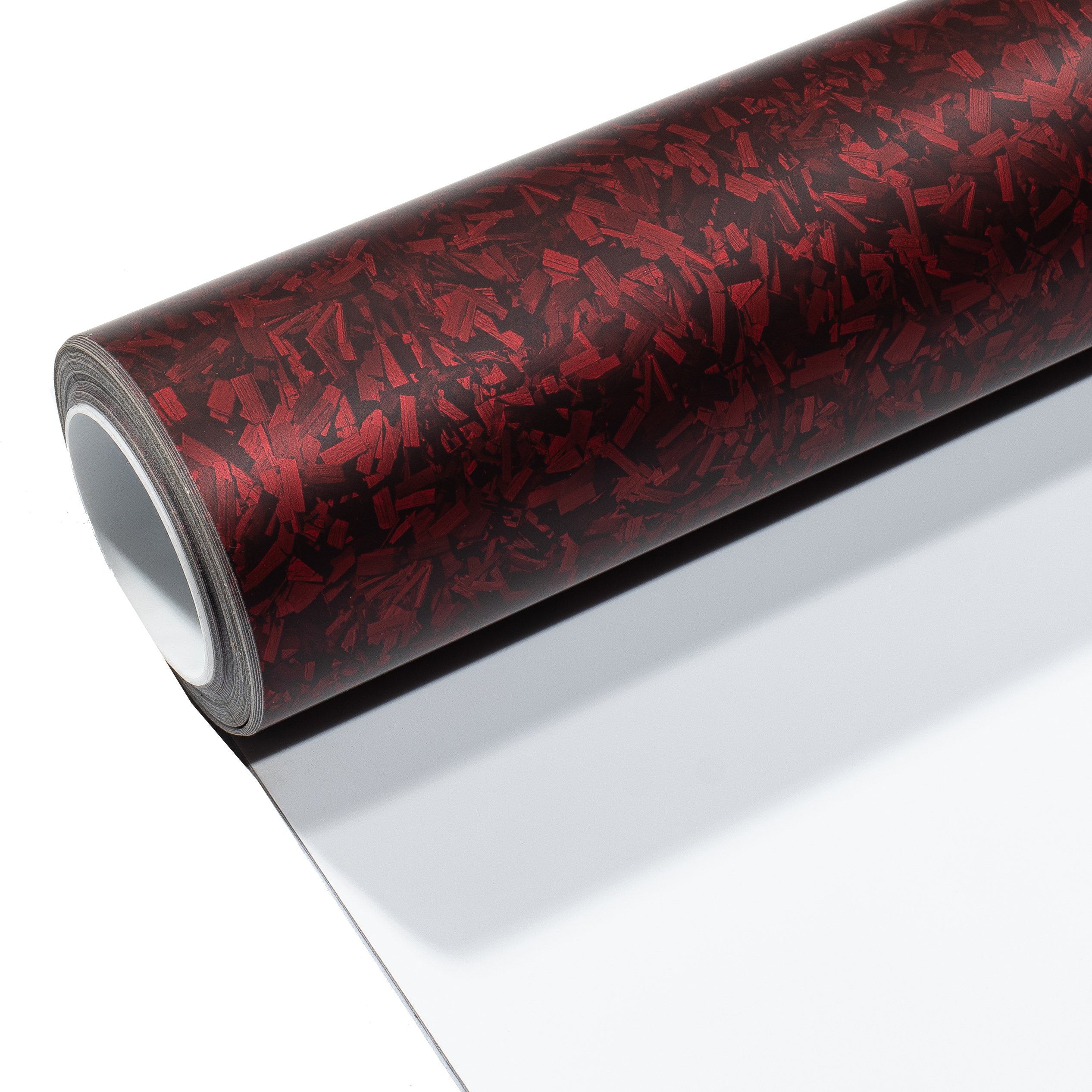 PET matte carbon fiber ethylene packaging film for external protection and customization of automobiles, with red pattern design