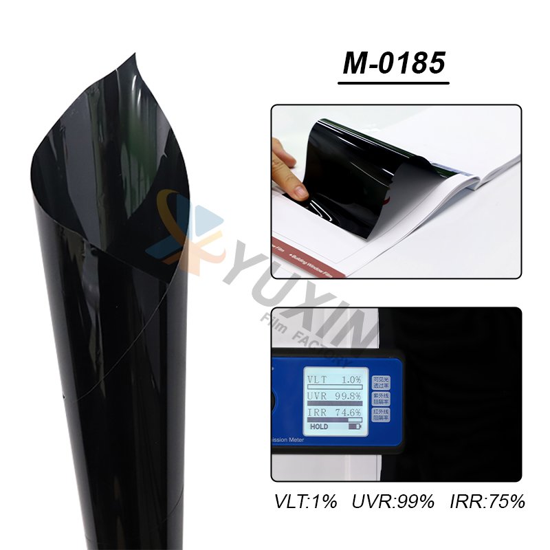 Super Black 1% VLT High Heat Insulation Nano Ceramic Car Solar Window Tint High Definition Black Side Windshield Film