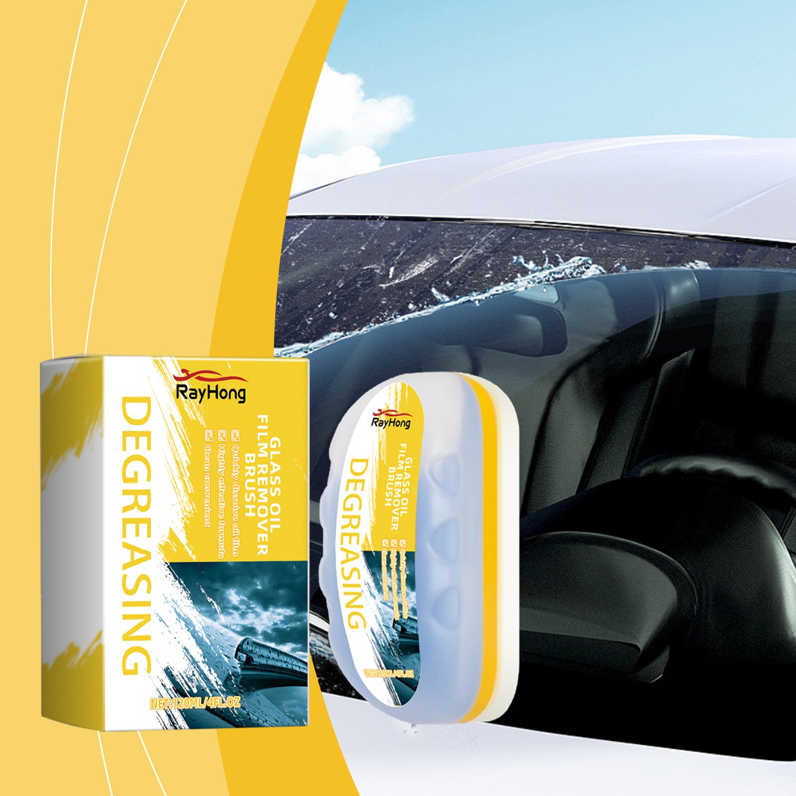 Car glass cleaning brush glass degreasing agent decontamination waterproof cleaning car window rainproof cleaning brush