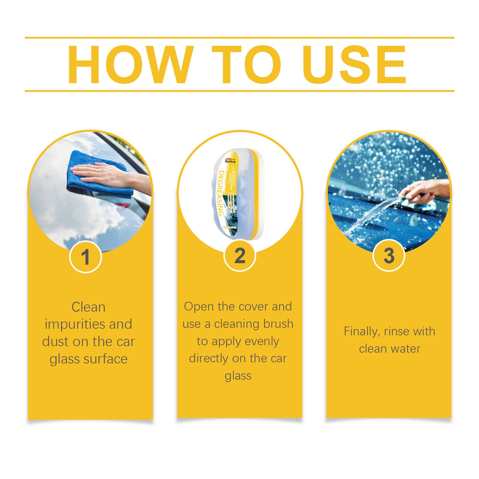 Car glass cleaning brush glass degreasing agent decontamination waterproof cleaning car window rainproof cleaning brush