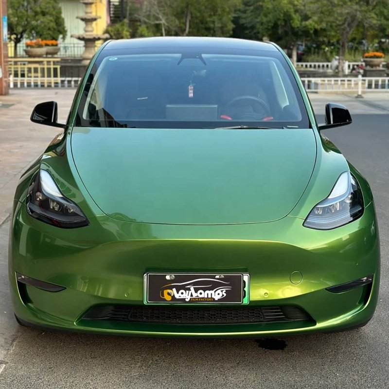 1.52x18m Air Bubble Free Self Adhesive Glossy Metallic Mamba Green Car Wrap Vinyl Film Auto Protection Film