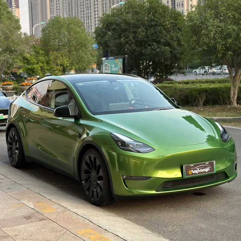 1.52x18m Air Bubble Free Self Adhesive Glossy Metallic Mamba Green Car Wrap Vinyl Film Auto Protection Film