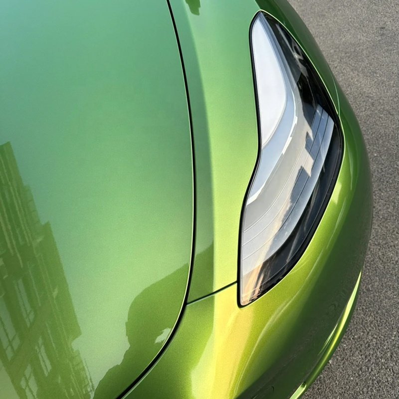 1.52x18m Air Bubble Free Self Adhesive Glossy Metallic Mamba Green Car Wrap Vinyl Film Auto Protection Film