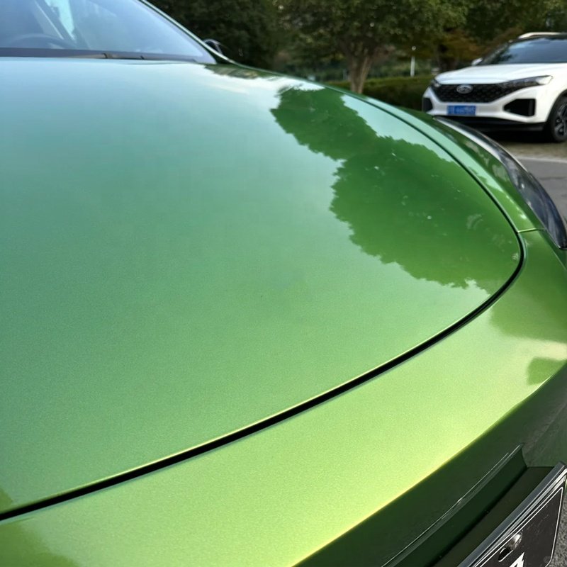 1.52x18m Air Bubble Free Self Adhesive Glossy Metallic Mamba Green Car Wrap Vinyl Film Auto Protection Film