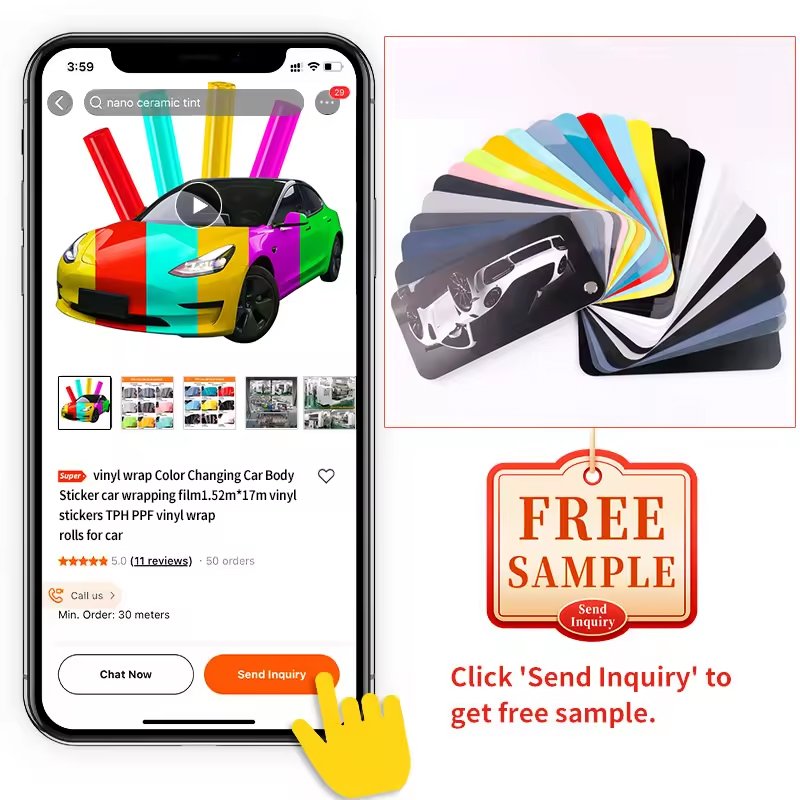 High Quality Satin Black Nardo Grey Color Change Film Vinyl Wrap Rolls For Car TPH TPU Color PPF Film Car Wrapping Vinyl