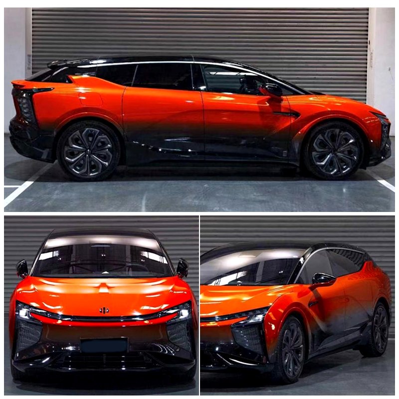 Factory Sell 1.52*18m Black Red Gradient Custom Design Car vinyl wrap color vehicle Wrapping Sticker Film