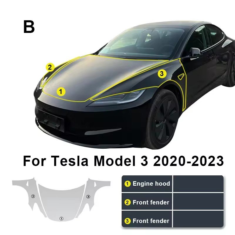 For Tesla Model 3 2024 each part of the film TPU PPF pre-cut car anti-scratch self-healing transparent paint protective film