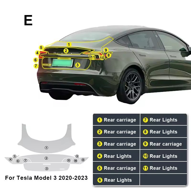 For Tesla Model 3 2024 each part of the film TPU PPF pre-cut car anti-scratch self-healing transparent paint protective film