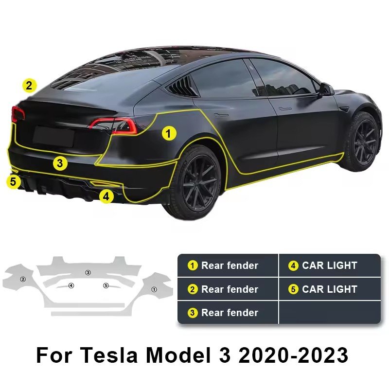 For Tesla Model 3 2024 each part of the film TPU PPF pre-cut car anti-scratch self-healing transparent paint protective film