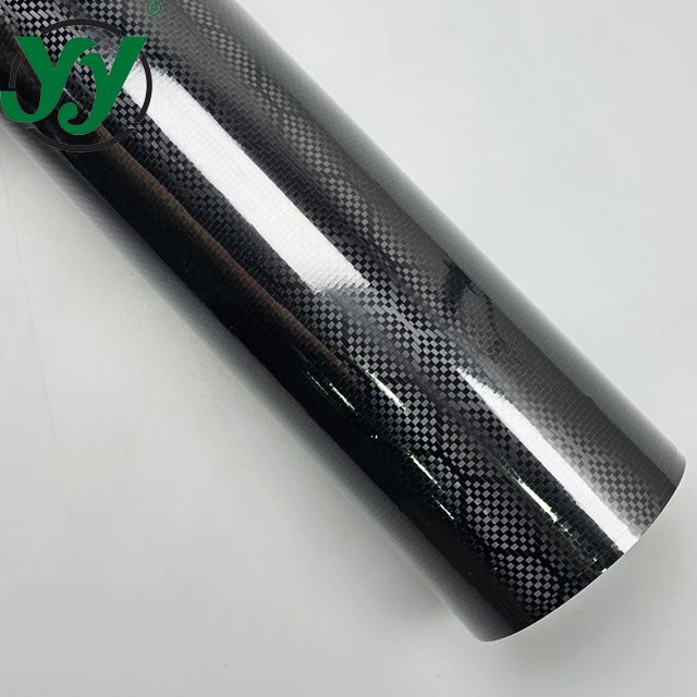 1.52x18m High Glossy Diamond Low Tack Glue PET Liner HEX Honeycomb Forged Carbon Fiber Black Vinyl Car Wrapping Films
