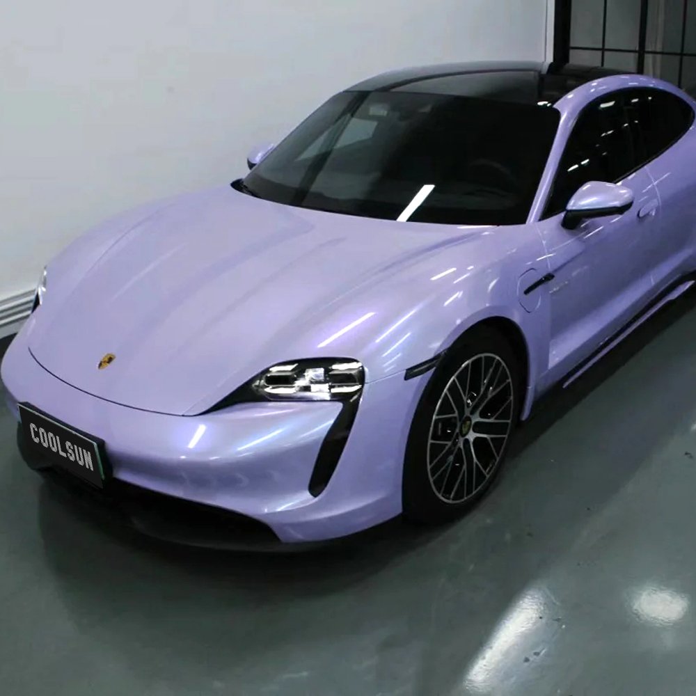 COOL SUN PET Liner PVC Vinyl Chameleon Car Film Double Color Change Silver Purple For Vehicle Wrapping