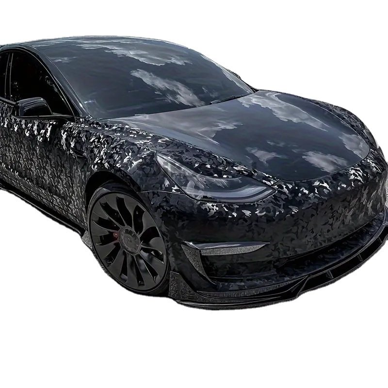 SINOVINYL Wholesale Factory PVC Vinyl Wraps UV Proof Carbon Fiber 3D Pattern Camouflage Camo Ghost Black Car Wrap Vinyl Film Car