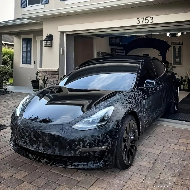SINOVINYL Wholesale Factory PVC Vinyl Wraps UV Proof Carbon Fiber 3D Pattern Camouflage Camo Ghost Black Car Wrap Vinyl Film Car