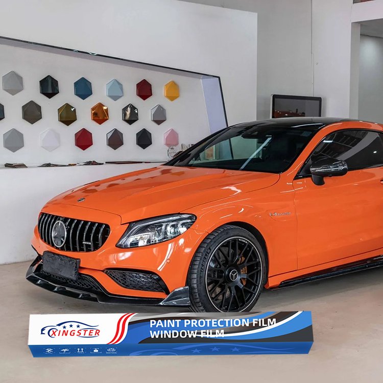 Air Bubble Free Car Protection Wrap Vinyl Film Glossy Bright Crystal vitality orange Car Body Wrapping Vinyl Film