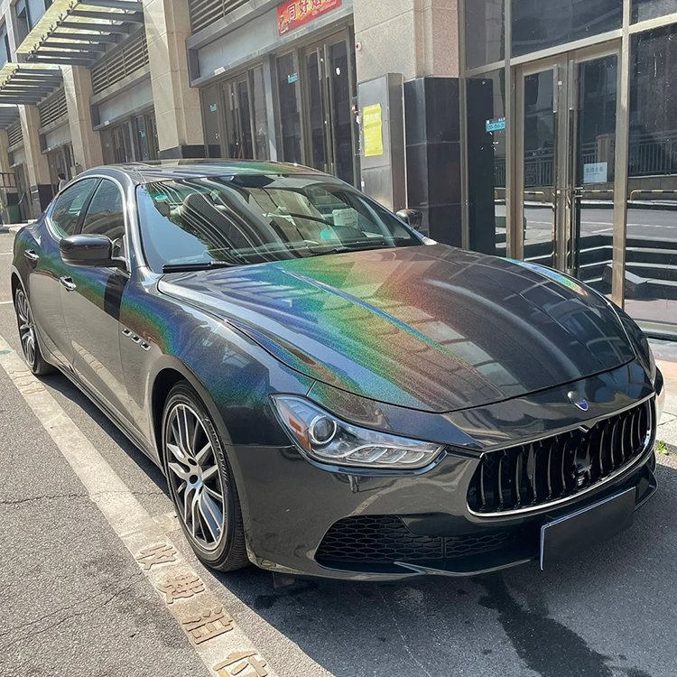 Car Vinyl Wrap PET 1.52m*18m Air Release Black Laser Rainbow Chrome Vinyl Wraps Rainbow Pvc Electroplate Laser Wrapping Film