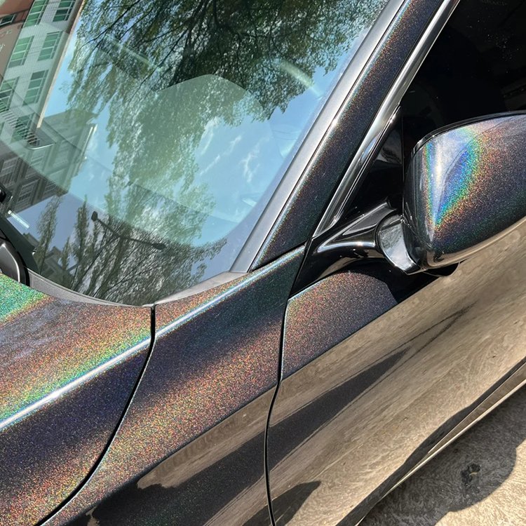 Car Vinyl Wrap PET 1.52m*18m Air Release Black Laser Rainbow Chrome Vinyl Wraps Rainbow Pvc Electroplate Laser Wrapping Film