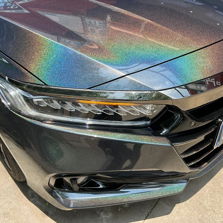 Car Vinyl Wrap PET 1.52m*18m Air Release Black Laser Rainbow Chrome Vinyl Wraps Rainbow Pvc Electroplate Laser Wrapping Film